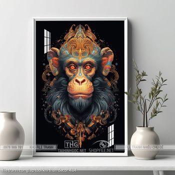 file tranh con giap tuoi khi than decor 484