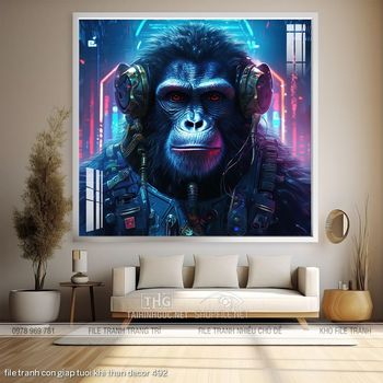 file tranh con giap tuoi khi than decor 492