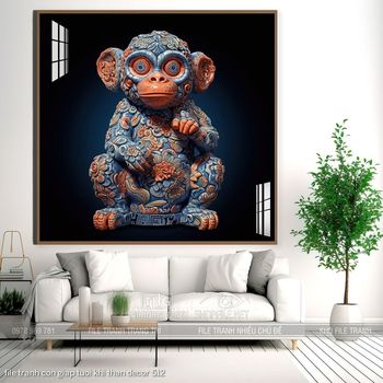 file tranh con giap tuoi khi than decor 512