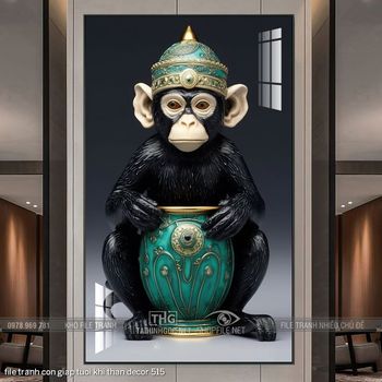 file tranh con giap tuoi khi than decor 515