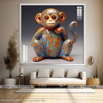 file tranh con giap tuoi khi than decor 524