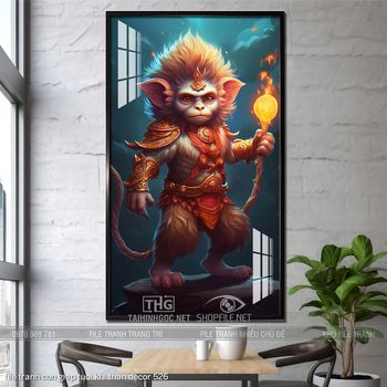 file tranh con giap tuoi khi than decor 526