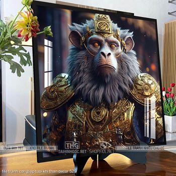 file tranh con giap tuoi khi than decor 529