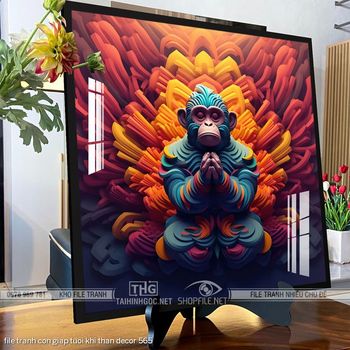 file tranh con giap tuoi khi than decor 565