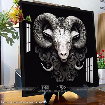 file tranh con giap tuoi mui con de dep 345