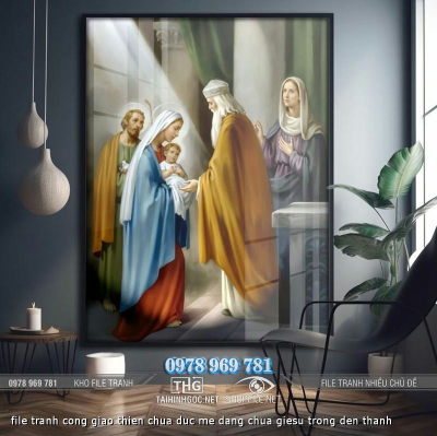 file tranh cong giao thien chua duc me dang chua giesu trong den thanh