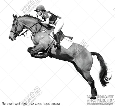 file tranh cuoi ngua treo tuong trang guong