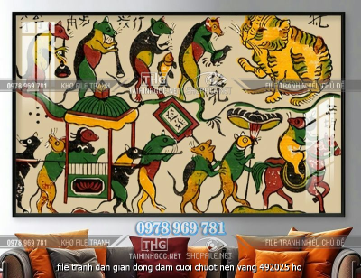 file tranh dan gian dong dam cuoi chuot nen vang 492025 ho