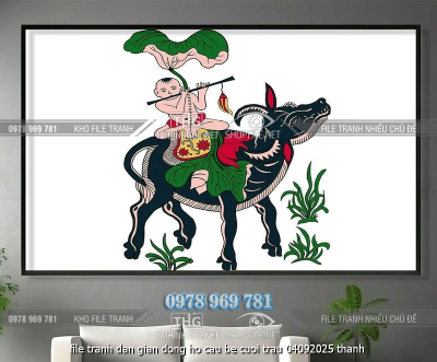 file tranh dan gian dong ho cau be cuoi trau 04092025 thanh