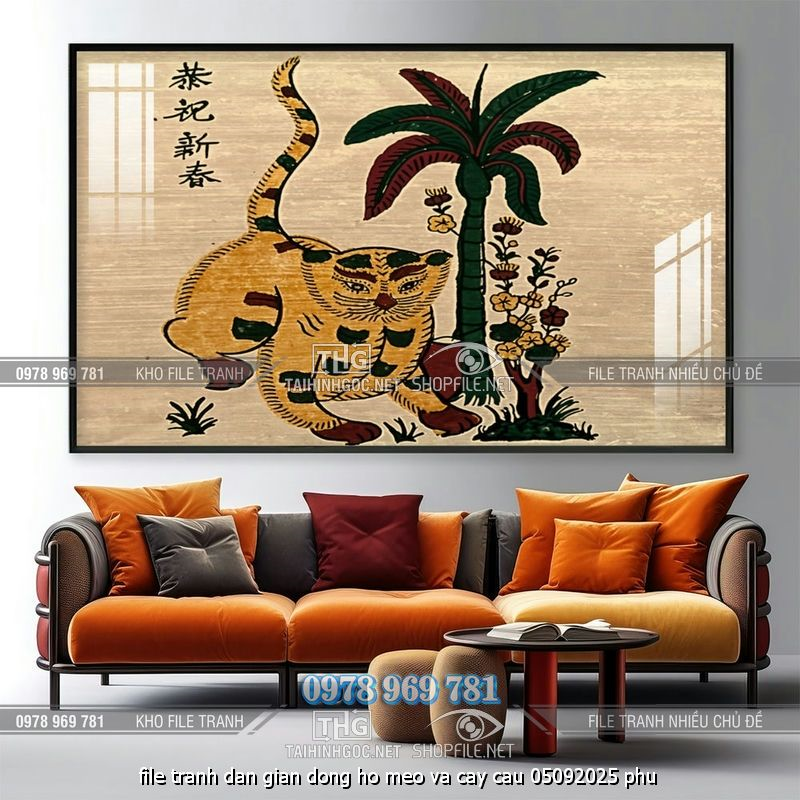 file tranh dan gian dong ho meo va cay cau 05092025 phu
