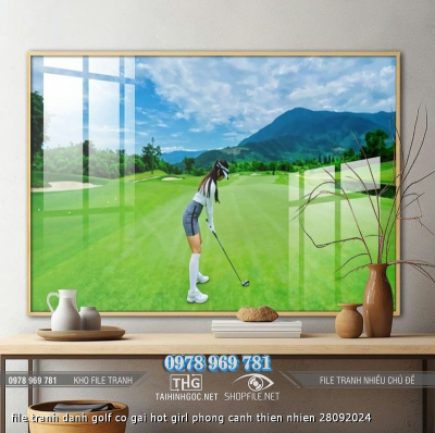 file tranh danh golf co gai hot girl phong canh thien nhien 28092024