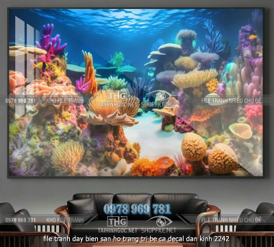 file tranh day bien san ho trang tri be ca decal dan kinh 2242