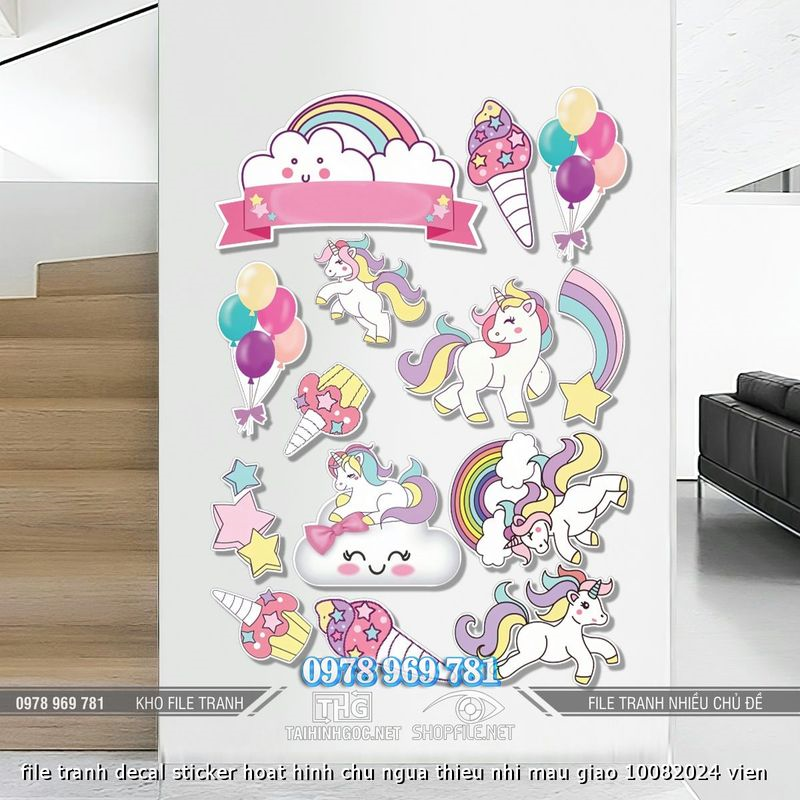 file tranh decal sticker hoat hinh chu ngua thieu nhi mau giao 10082024 vien