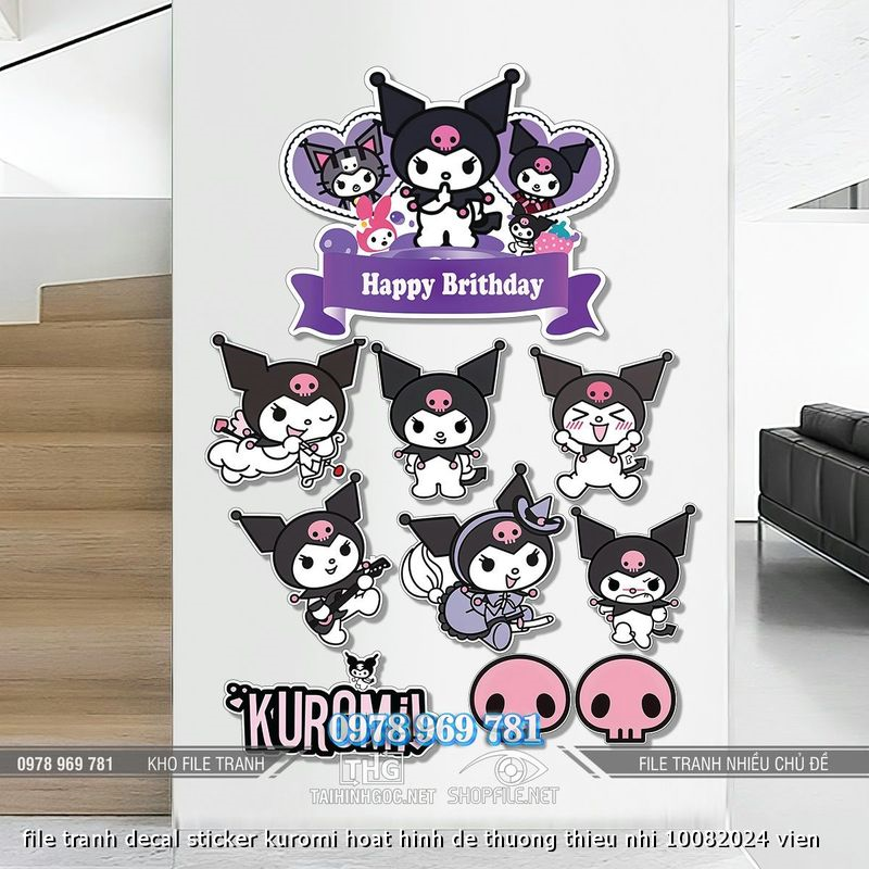 file tranh decal sticker kuromi hoat hinh de thuong thieu nhi 10082024 vien