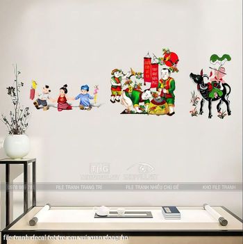 file tranh decal tet tre em vui xuan dong ho