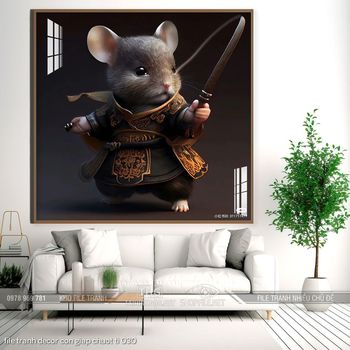 file tranh decor con giap chuot ti 030
