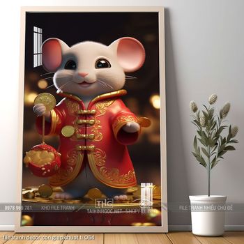 file tranh decor con giap chuot ti 054