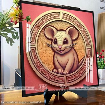 file tranh decor con giap chuot ti 060