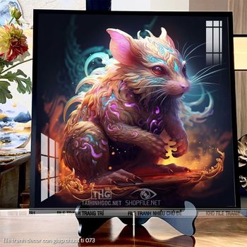 file tranh decor con giap chuot ti 073