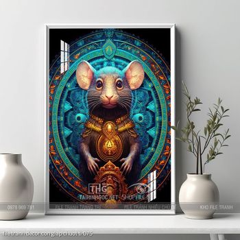 file tranh decor con giap chuot ti 075