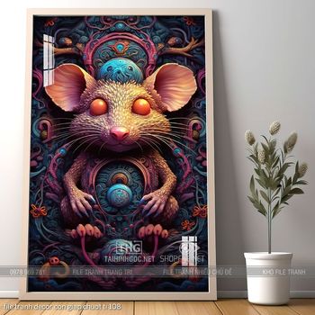 file tranh decor con giap chuot ti 108