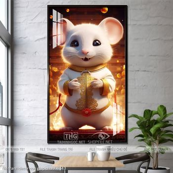 file tranh decor con giap chuot ti 143