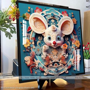 file tranh decor con giap chuot ti 145