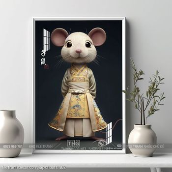 file tranh decor con giap chuot ti 162