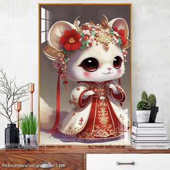 file tranh decor con giap chuot ti 198