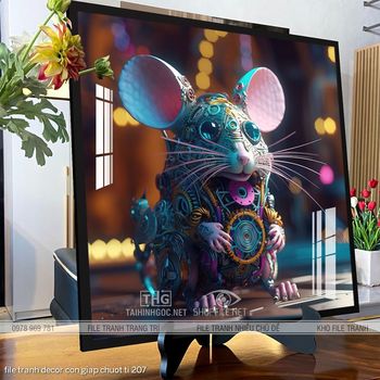 file tranh decor con giap chuot ti 207