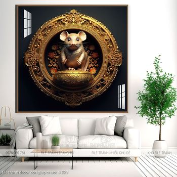 file tranh decor con giap chuot ti 223