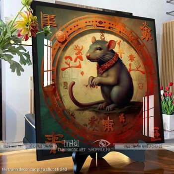 file tranh decor con giap chuot ti 243