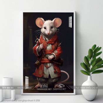 file tranh decor con giap chuot ti 258