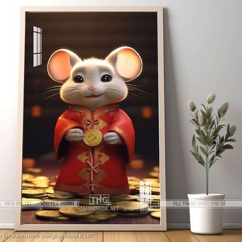 file tranh decor con giap chuot ti 267