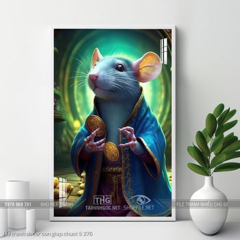 file tranh decor con giap chuot ti 276