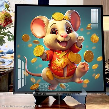 file tranh decor con giap chuot ti 281