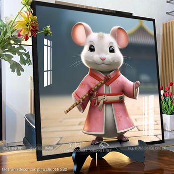 file tranh decor con giap chuot ti 282