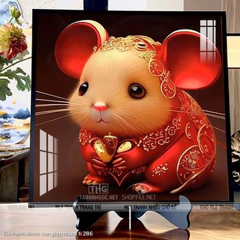 file tranh decor con giap chuot ti 286