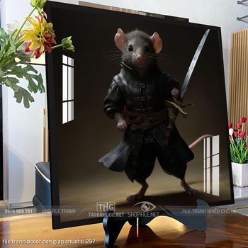 file tranh decor con giap chuot ti 297