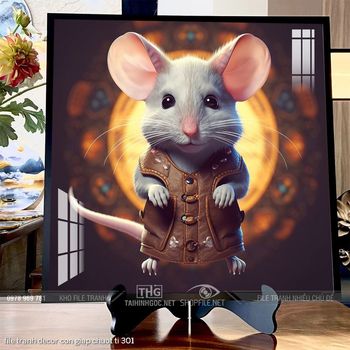 file tranh decor con giap chuot ti 301