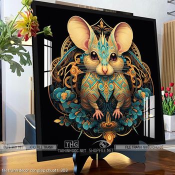 file tranh decor con giap chuot ti 303