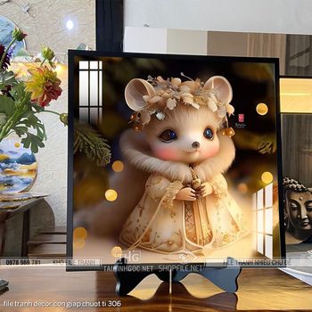 file tranh decor con giap chuot ti 306