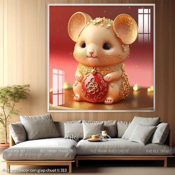 file tranh decor con giap chuot ti 313