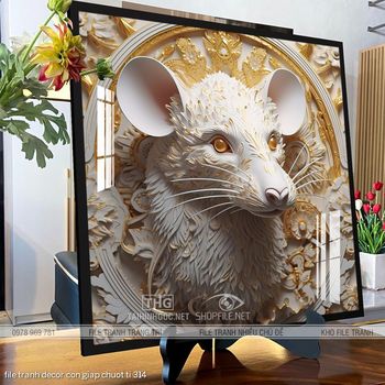 file tranh decor con giap chuot ti 314