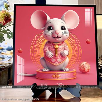 file tranh decor con giap chuot ti 324