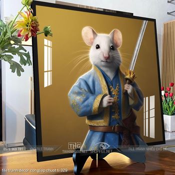 file tranh decor con giap chuot ti 329