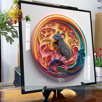 file tranh decor con giap chuot ti 335