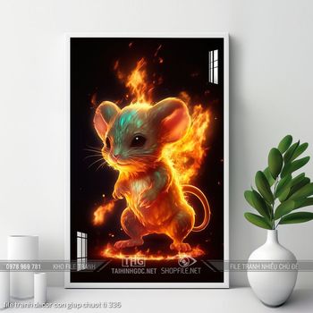 file tranh decor con giap chuot ti 336
