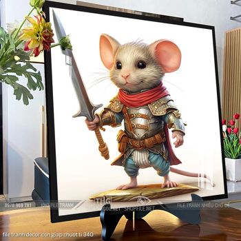 file tranh decor con giap chuot ti 340