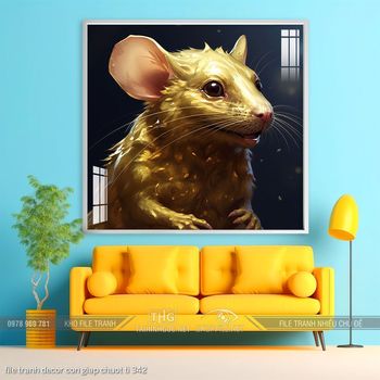 file tranh decor con giap chuot ti 342